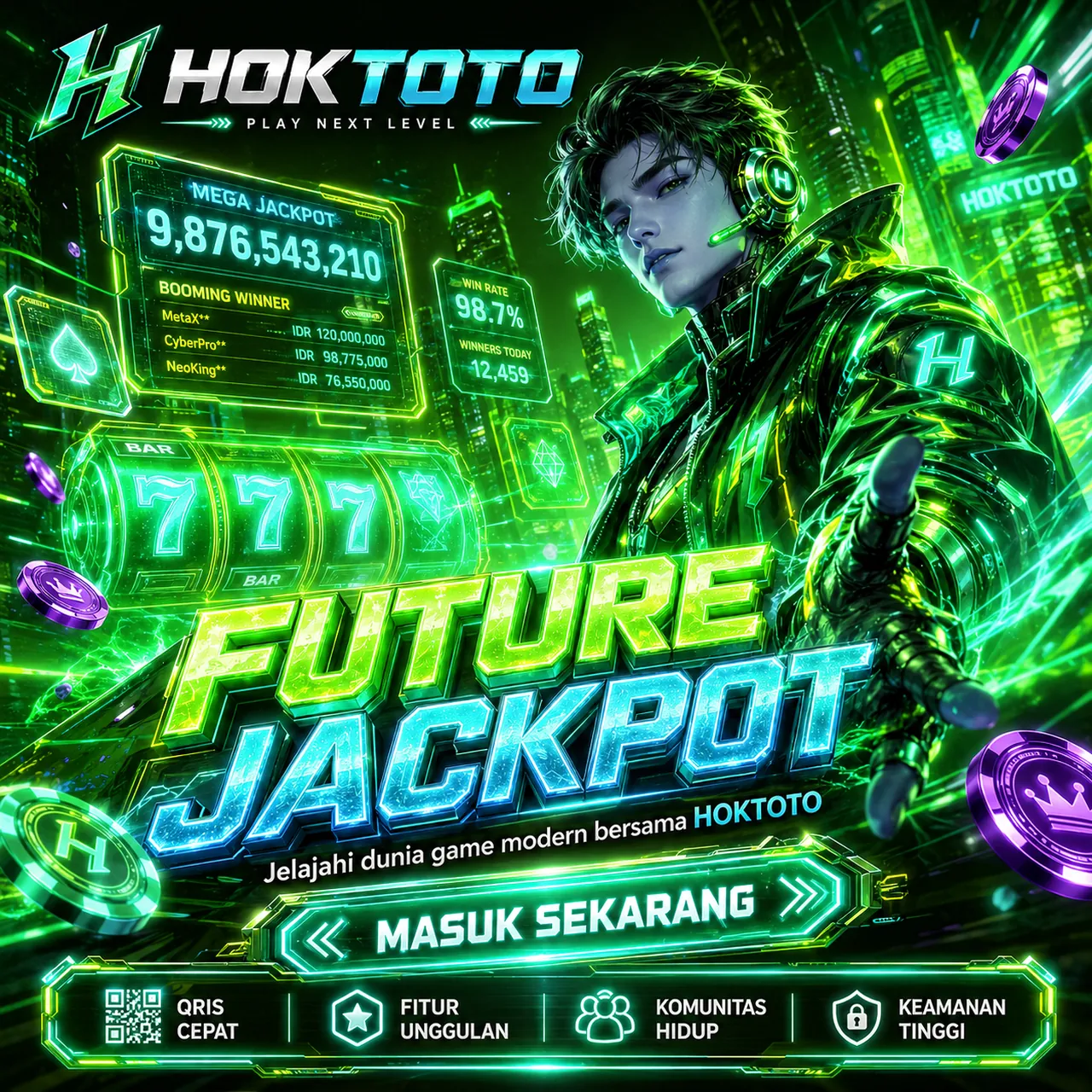 Banner HOKTOTO hoktotowebhub.shop bertema slot gacor dengan sorotan rtp slot hari ini